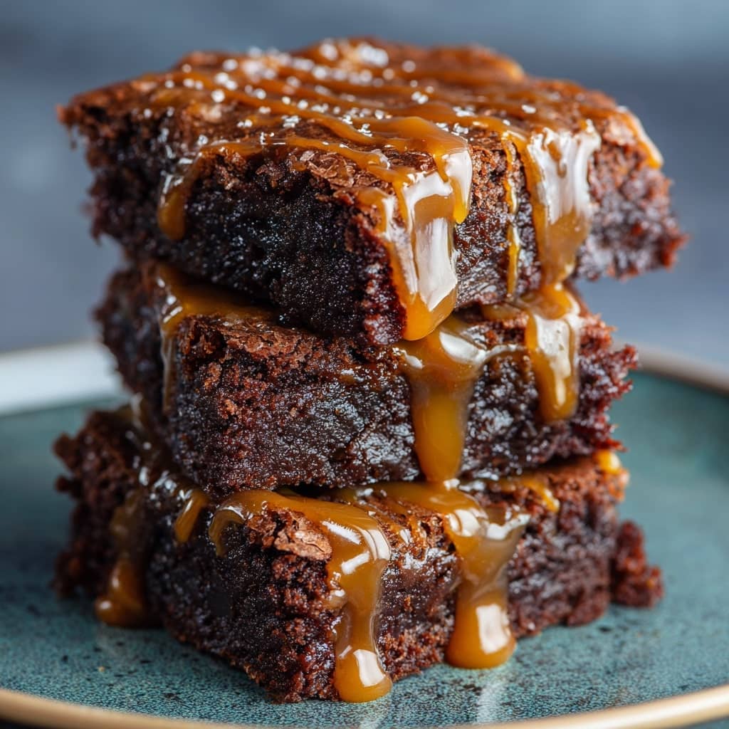 Thick & Fudgy Caramel Drizzle Brownies