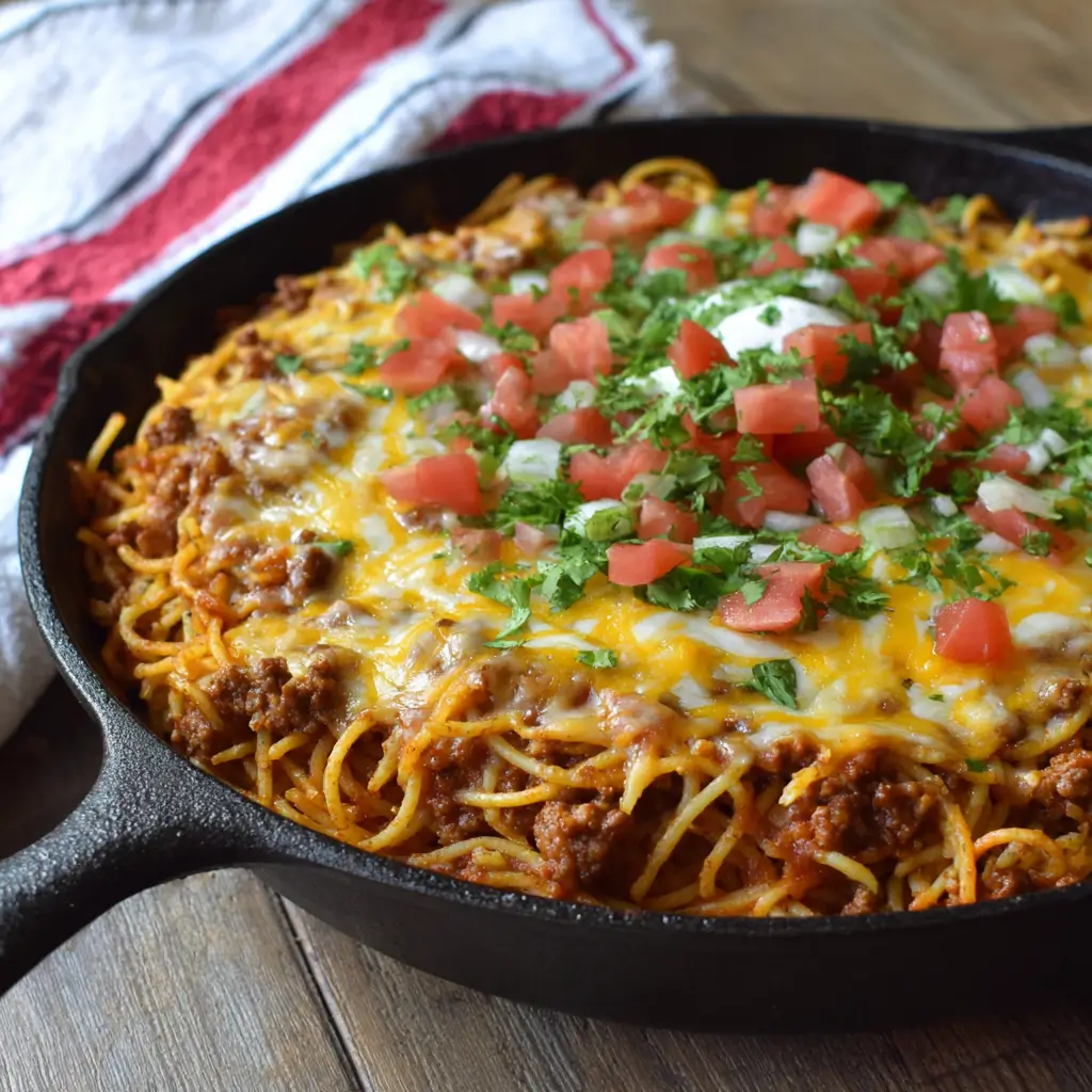 Cheesy Taco Spaghetti