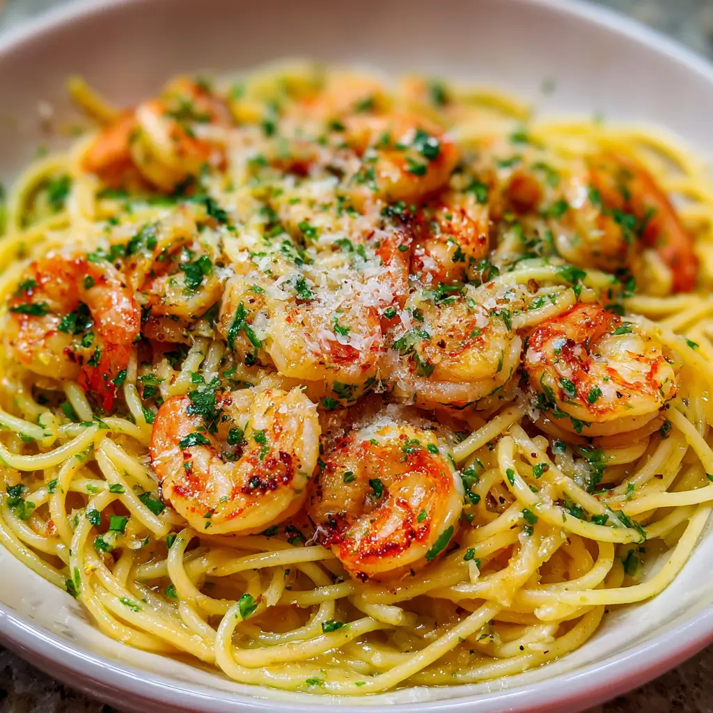 Garlic Butter Shrimp Spaghetti