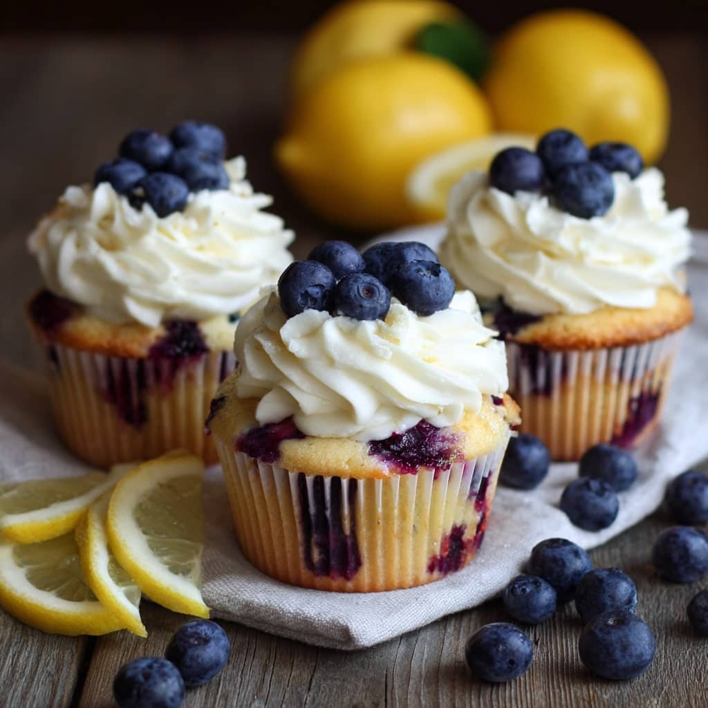 Lemon Blueberry Cupcakes with Cream Cheese Frosting