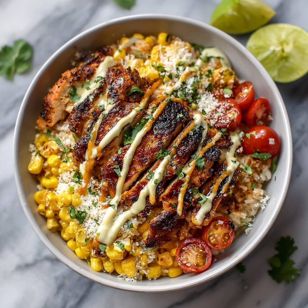 Mexican Street Corn Chicken Rice Bowl