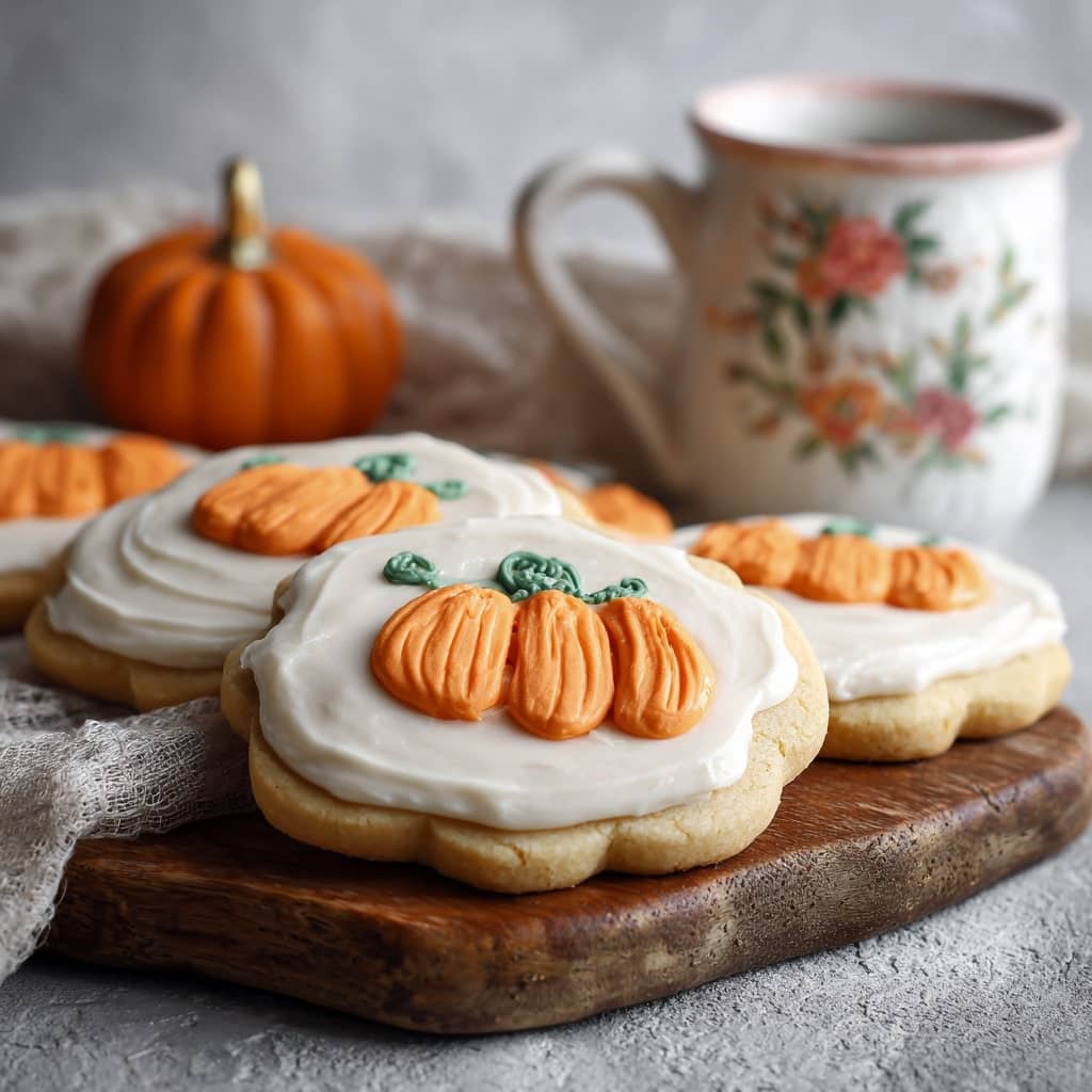Pumpkin Sugar Cookies with Cream Cheese Frosting