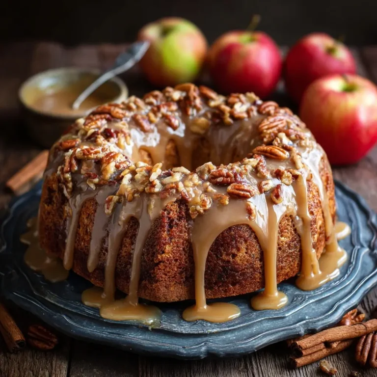 Apple Pecan Cake With Caramel Glaze