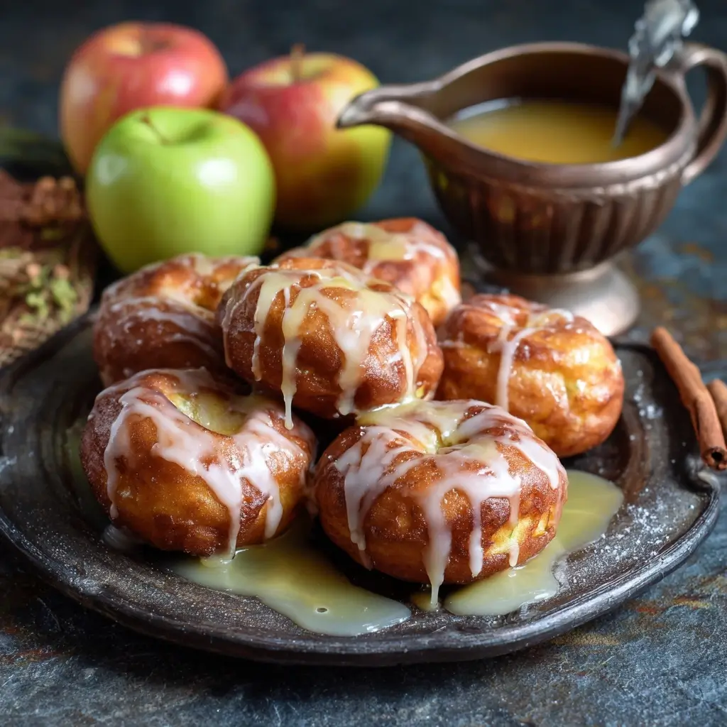 Baked Apple Fritters with Glaze