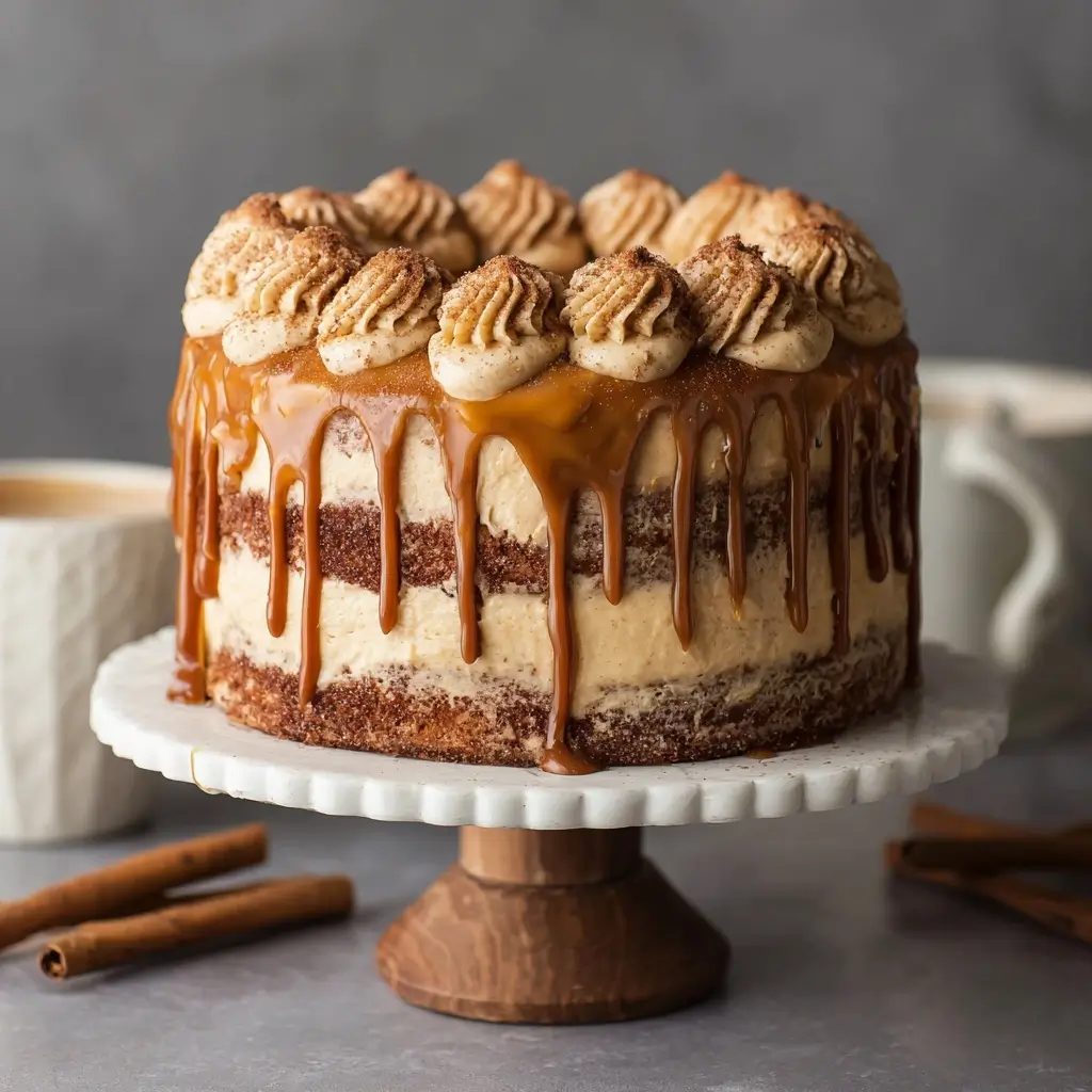 Baked Churro Cake with Dulce de Leche Frosting