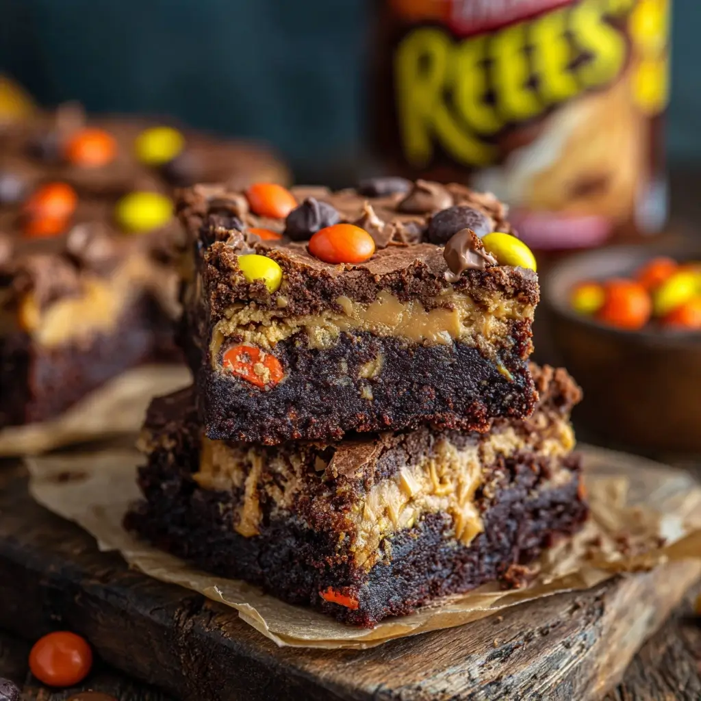 Chewy REESE’S PIECES Peanut Butter Brownies