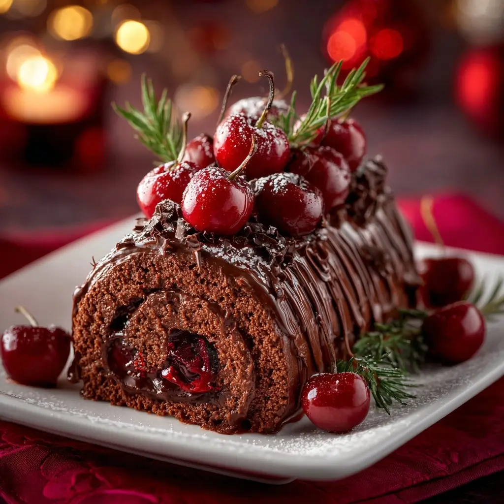 Chocolate Cherry Yule Log