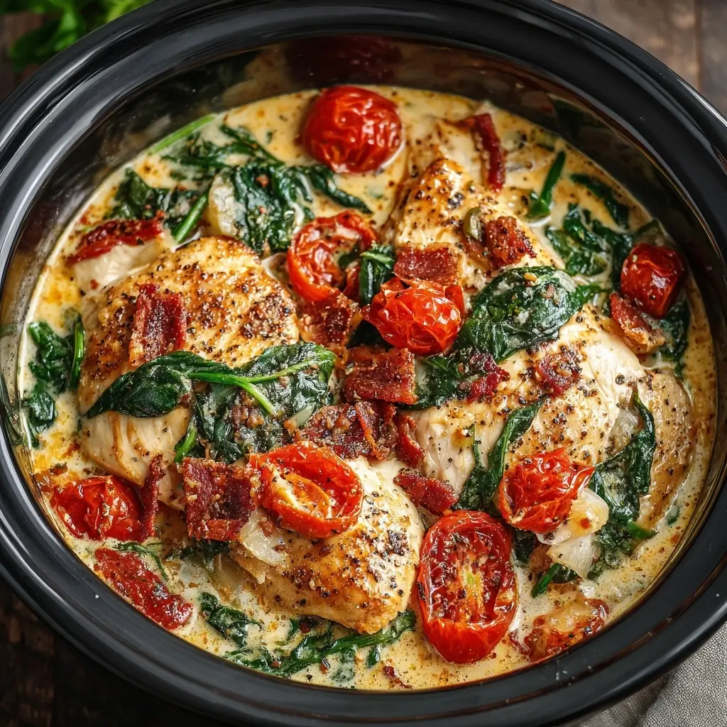Creamy Crockpot Tuscan Chicken