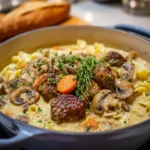 Creamy mushroom and beef stew