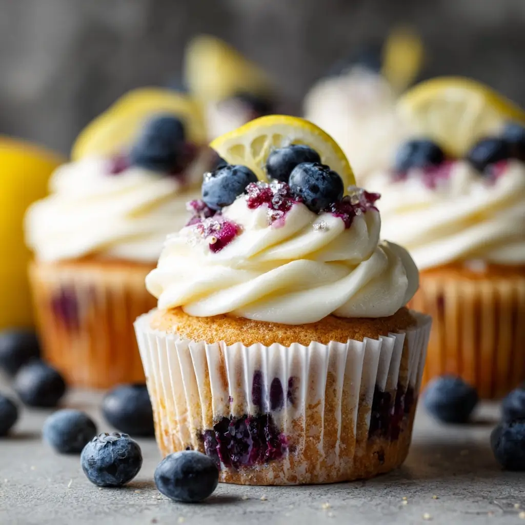 Lemon Blueberry Cupcakes with Cream Cheese Frosting