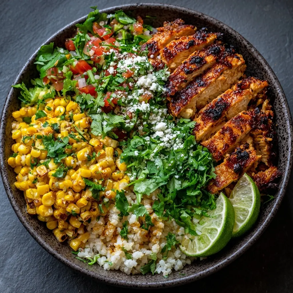 Mexican Street Corn Chicken Rice Bowl