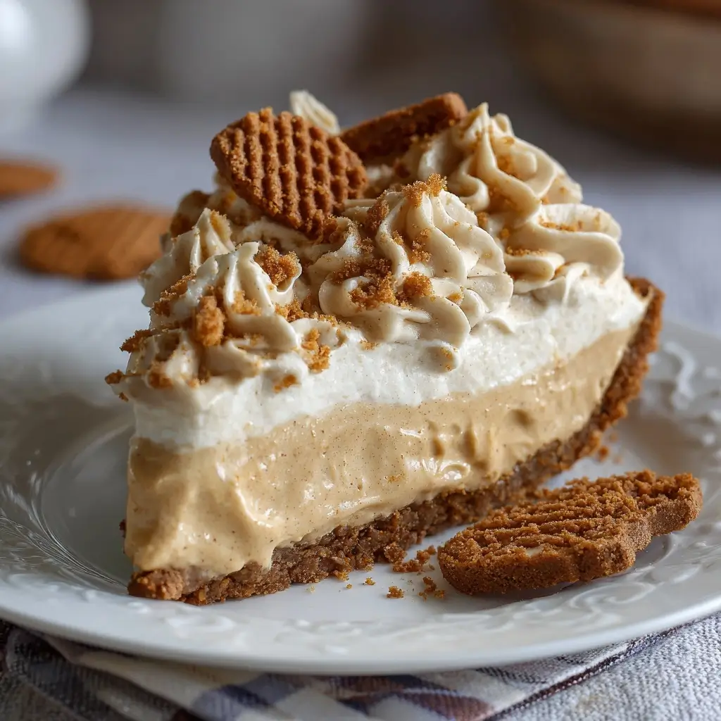 No Bake Cookie Butter Pie (Biscoff Cream Pie with Speculoos)