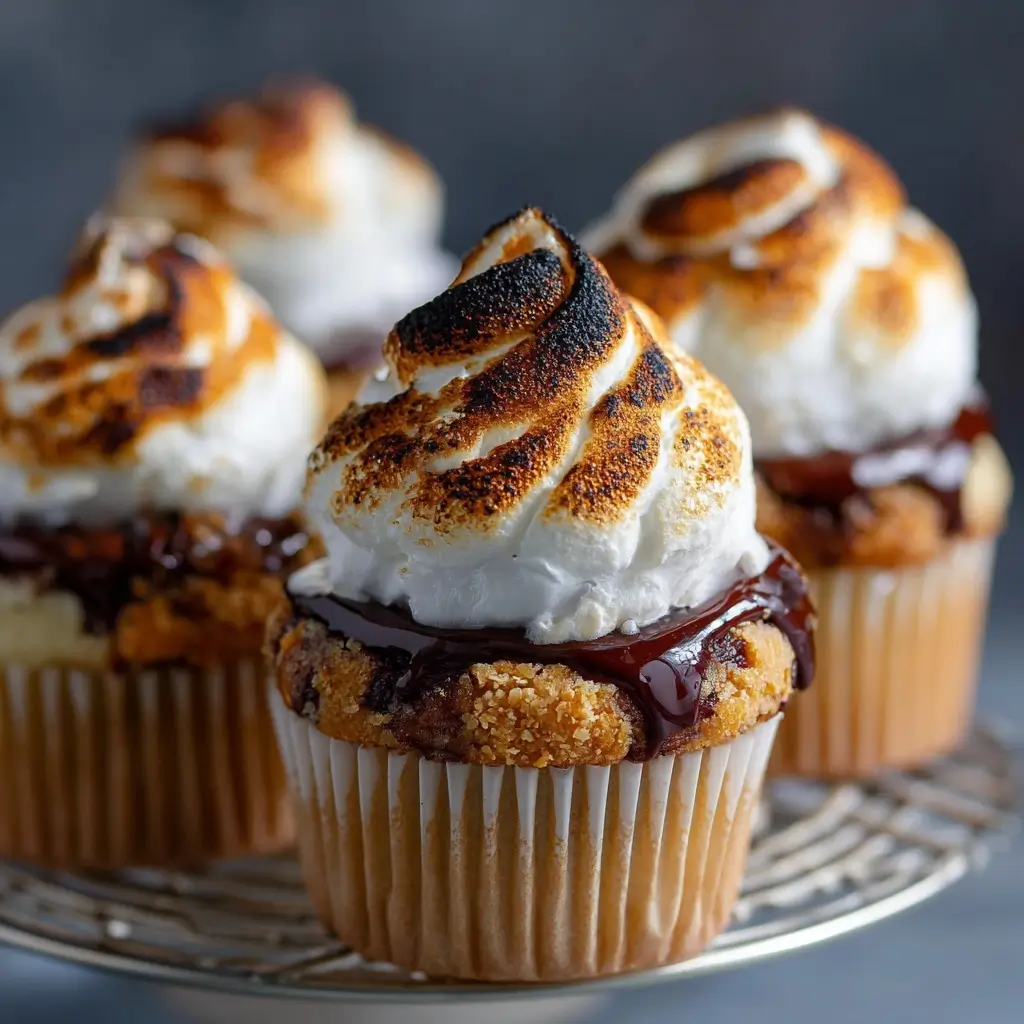 S’mores Cupcakes with Toasted Marshmallow