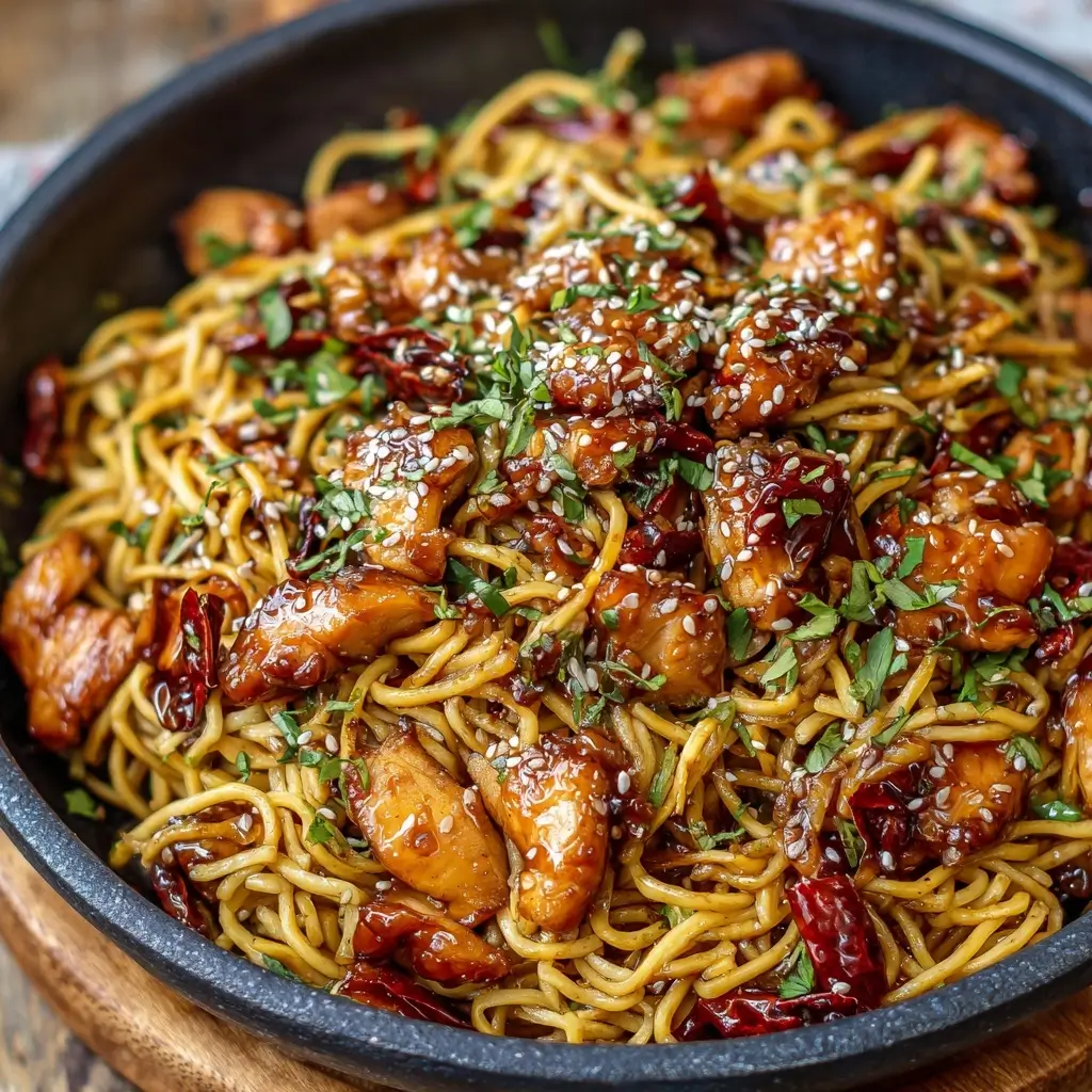 Sticky Garlic Chicken Noodles