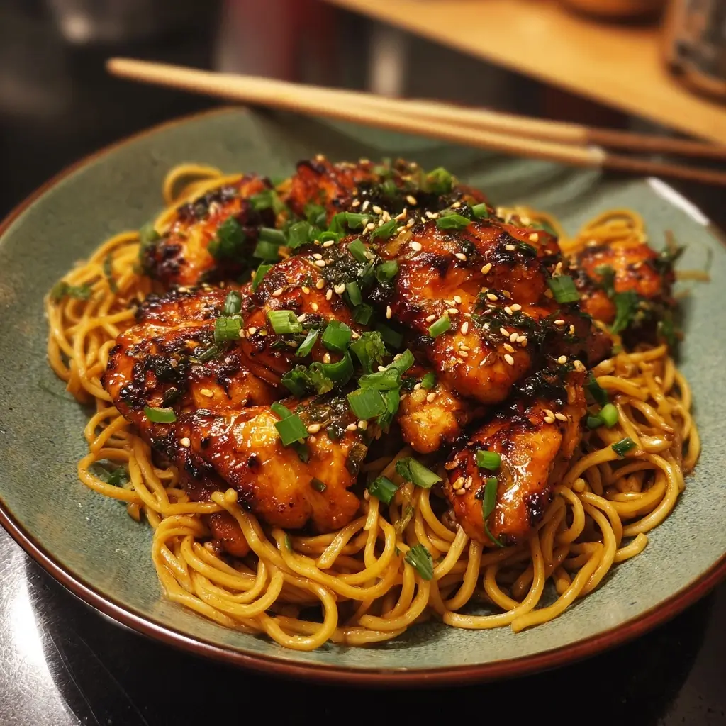 Sticky Garlic Chicken Noodles