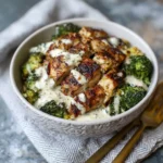 grilled chicken & broccoli bowls with creamy garlic sauce