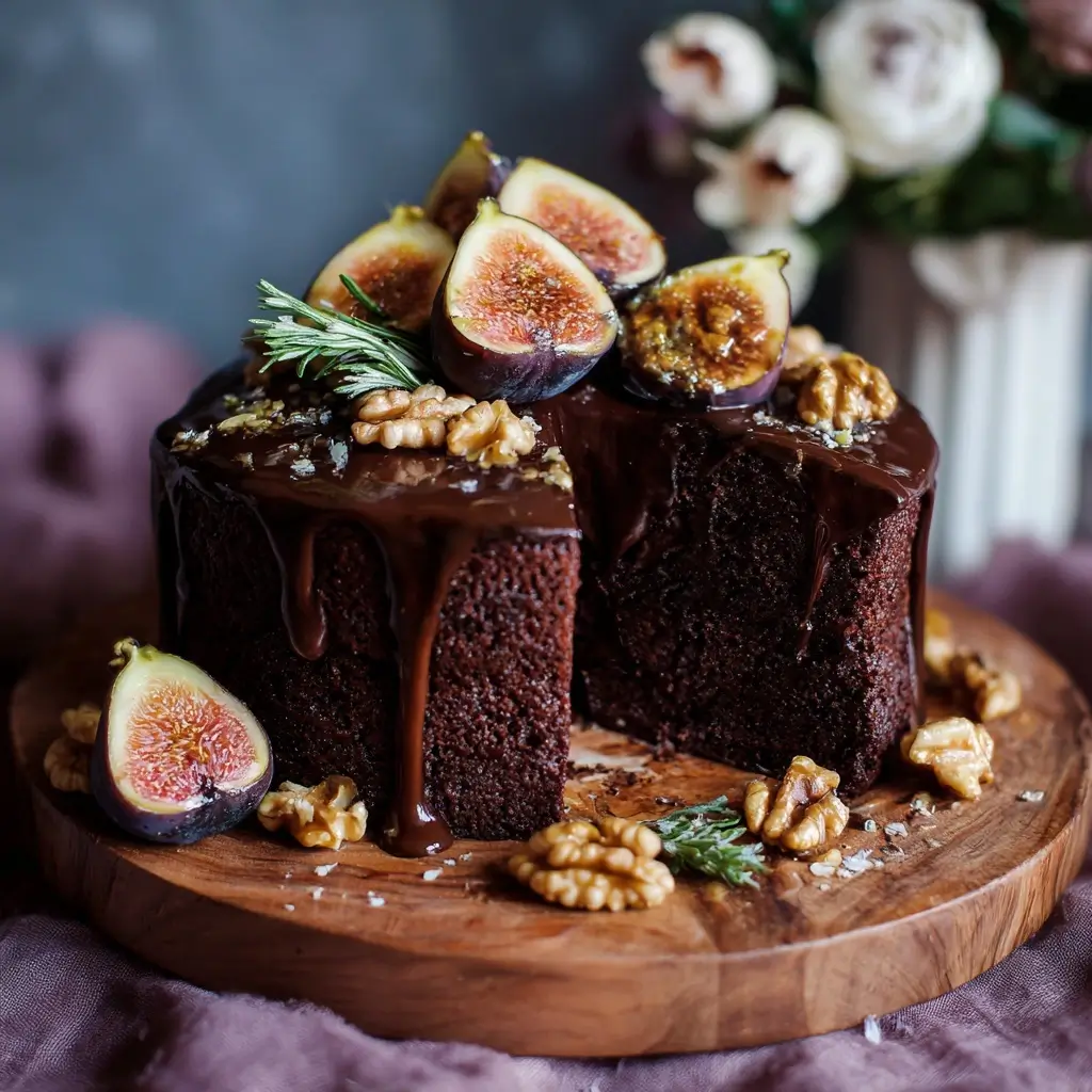 Chocolate Fig & Walnut Cake