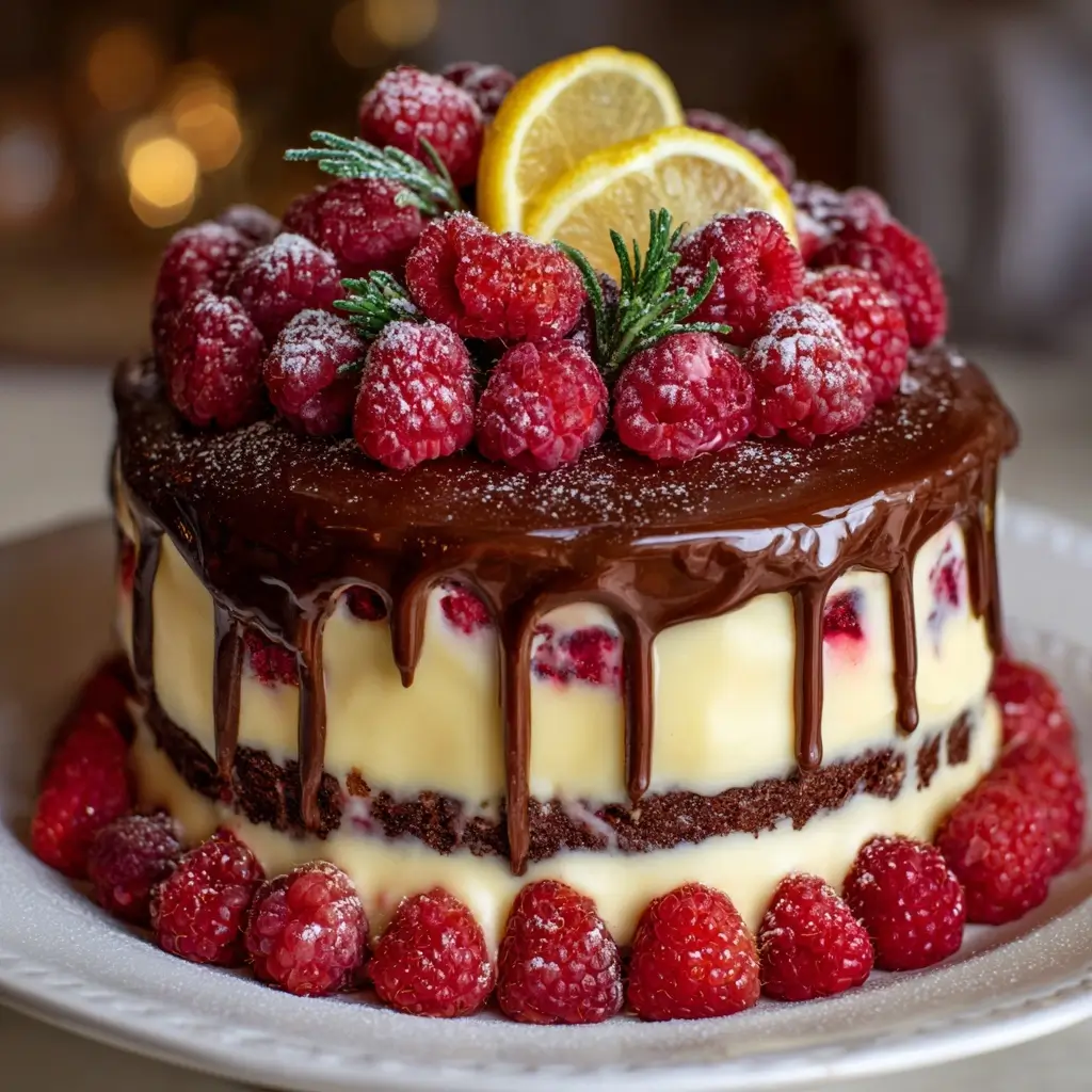 Chocolate Raspberry Lemon Layer Cake