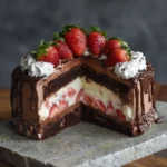Chocolate Strawberry Cheesecake Layer Cake