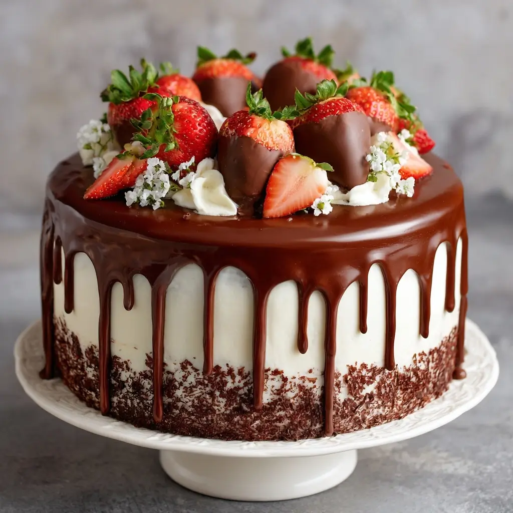 Chocolate Strawberry Drip Cake