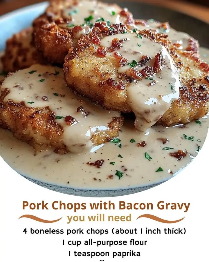 Country Fried Pork Chops with Bacon Gravy