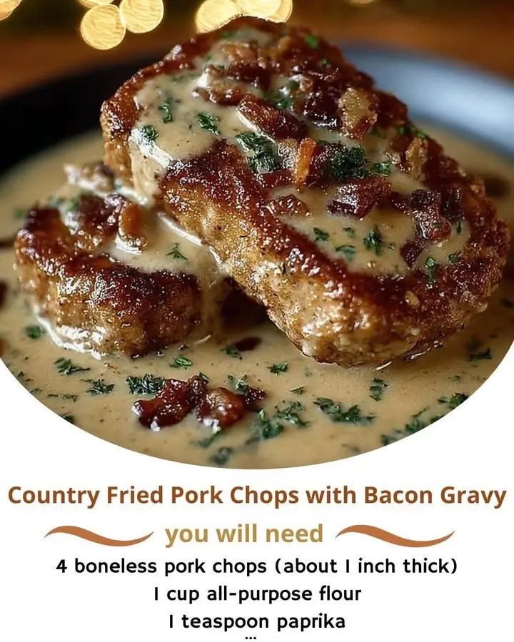 Country Fried Pork Chops with Bacon Gravy