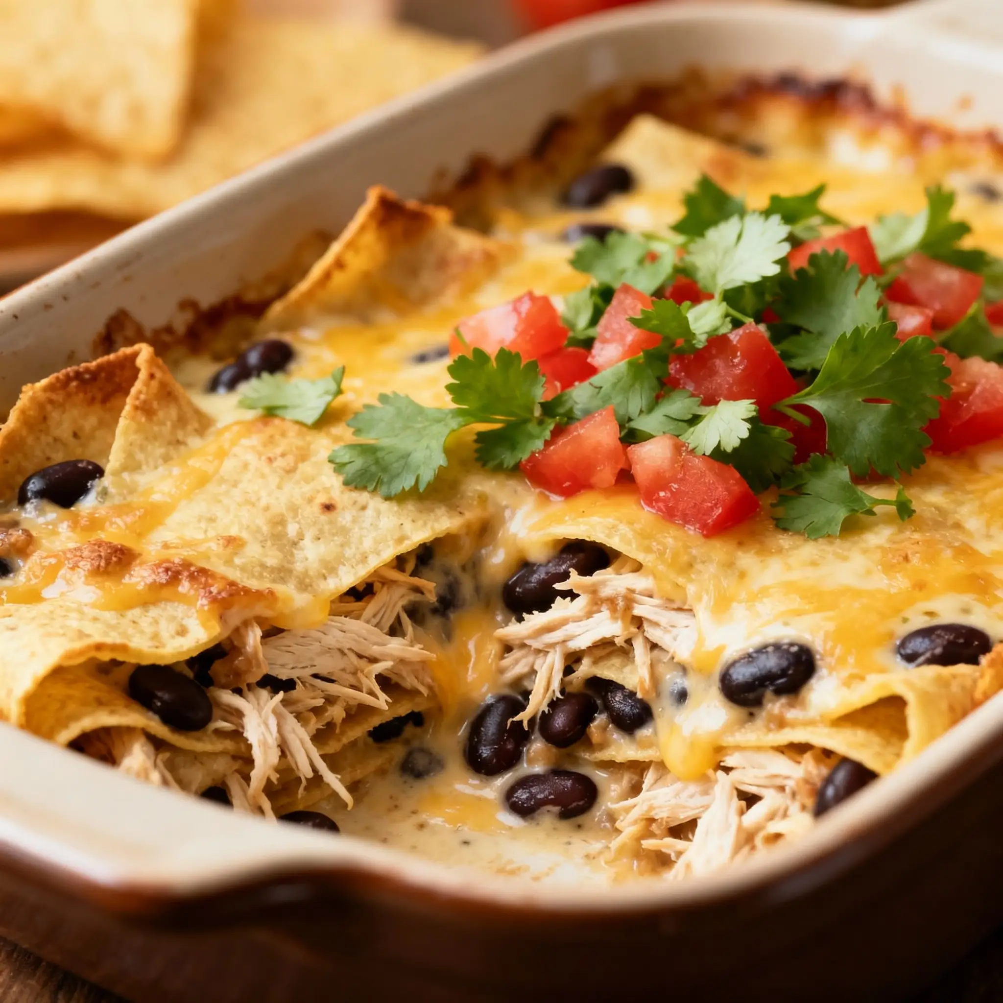 Creamy Chicken Enchilada Bake