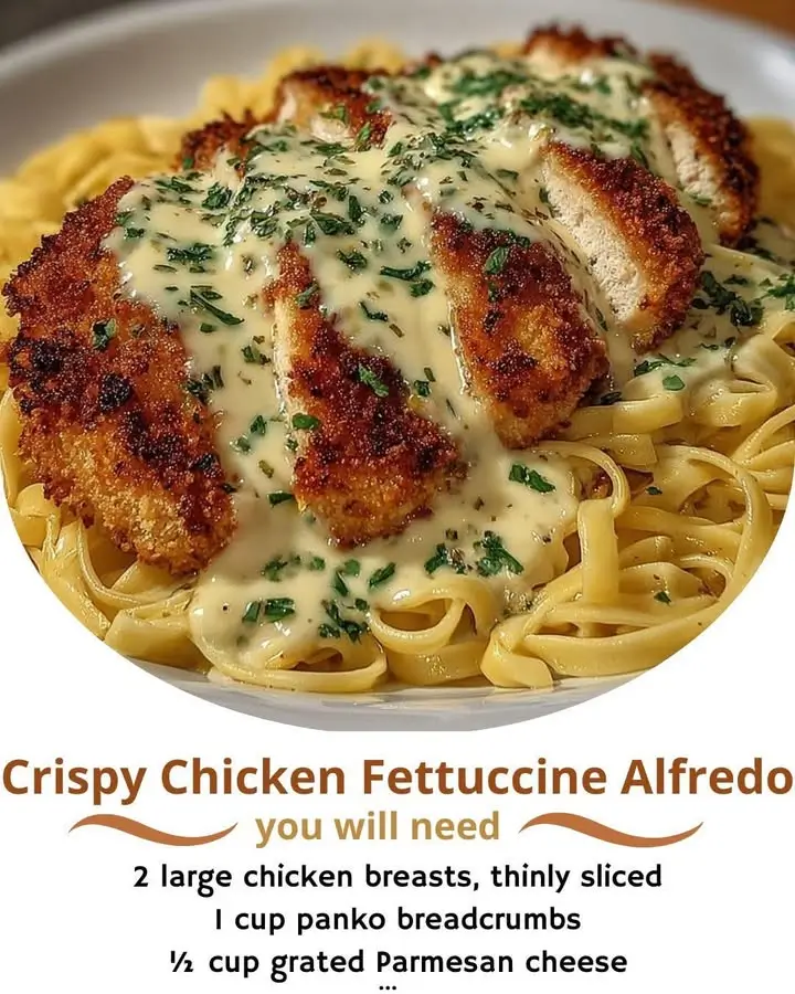 Crispy Chicken Fettuccine Alfredo