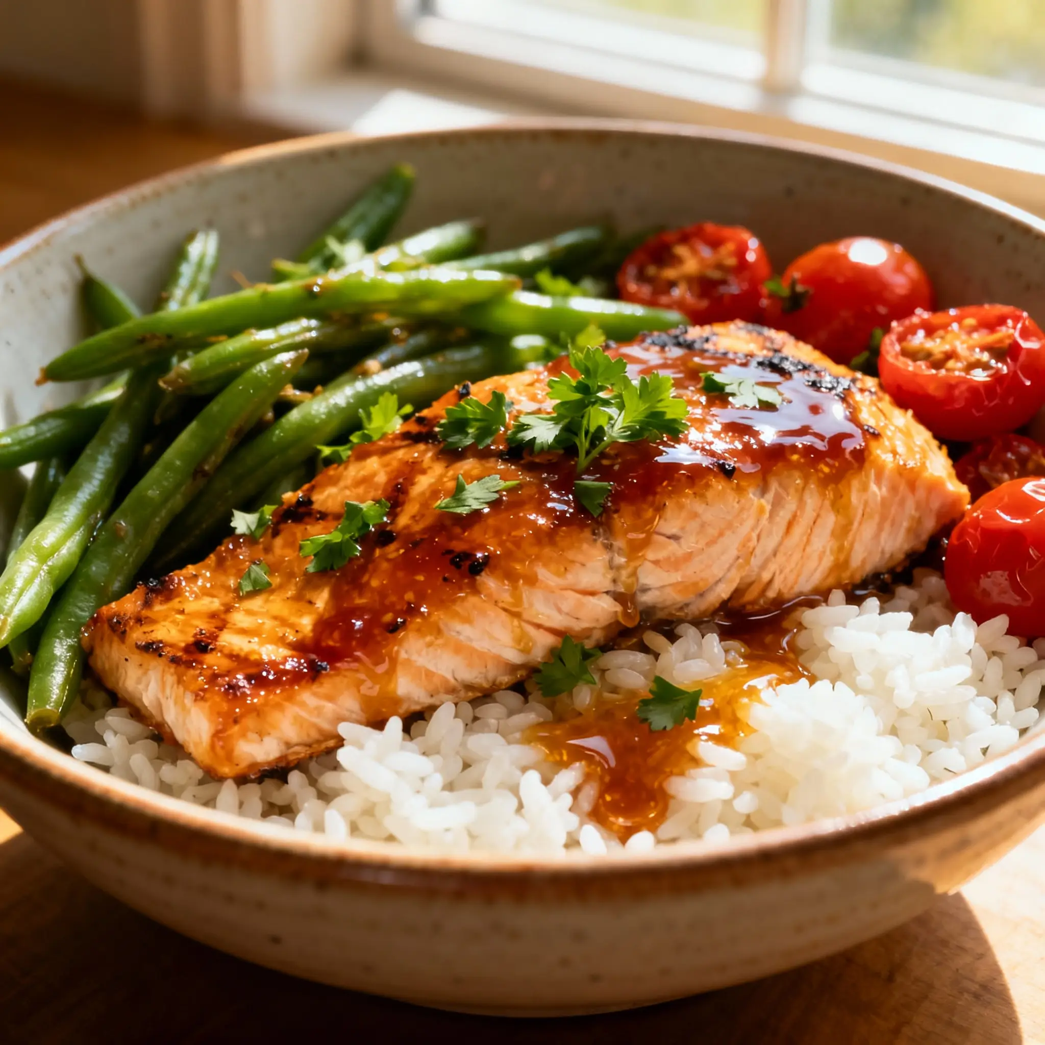 Honey Garlic Salmon Bowls