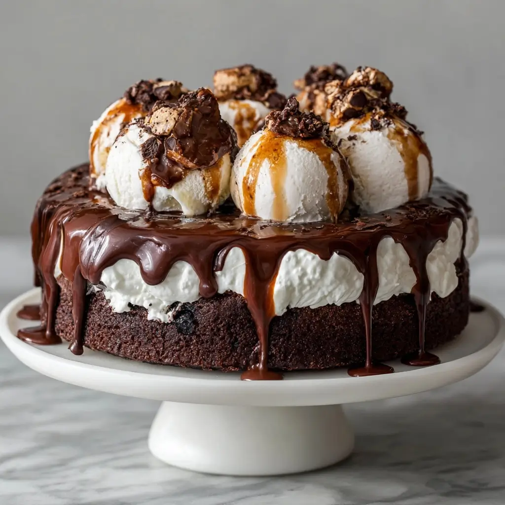Ice-Cream-Topped Chocolate Cake