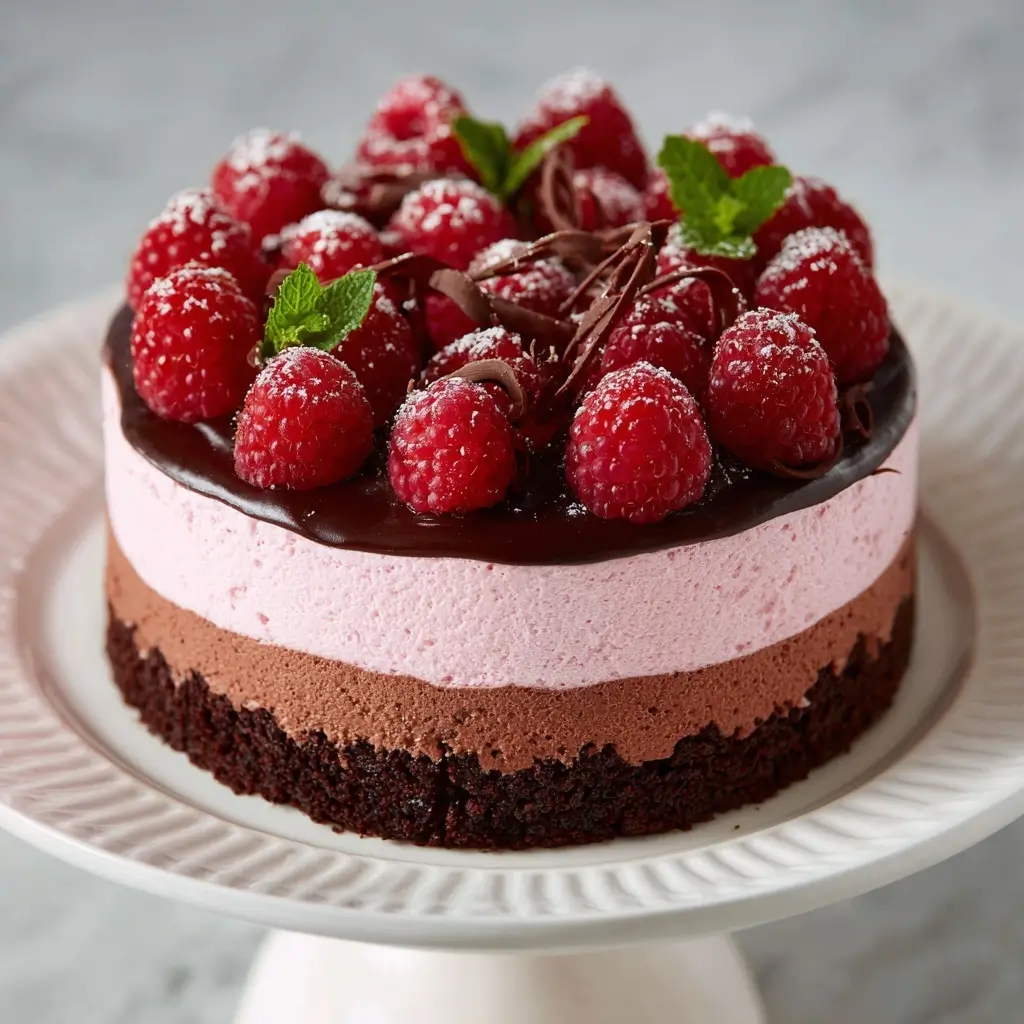 Raspberry & Dark Chocolate Mousse Cake