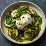 Smashed Zucchini with Pesto & Burrata
