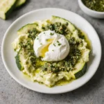 Smashed Zucchini with Pesto & Burrata