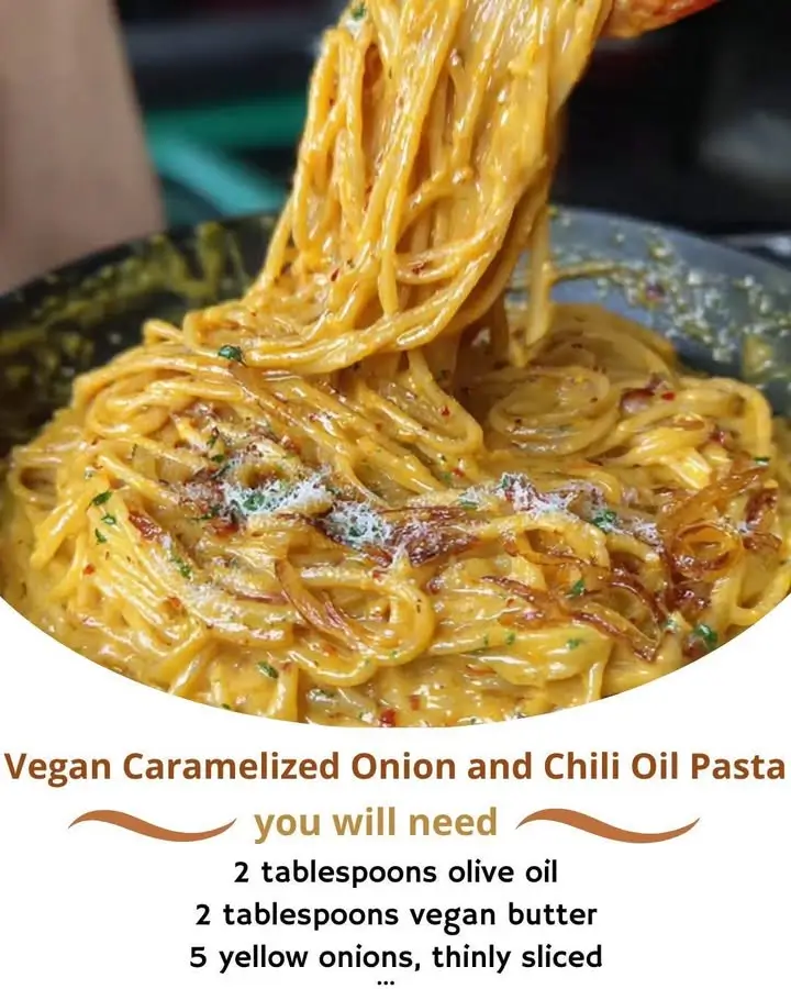 Vegan Caramelized Onion and Chili Oil Pasta
