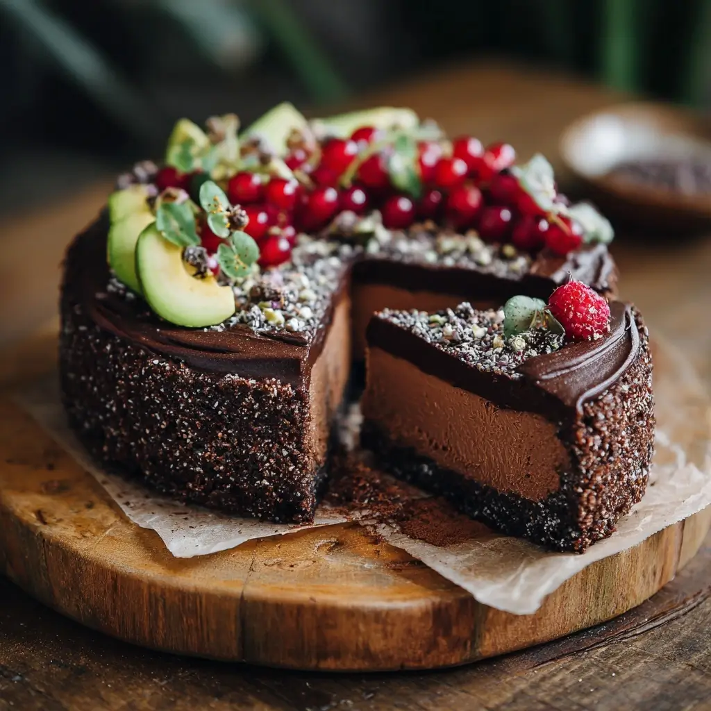 Vegan Raw Chocolate Avocado Cake