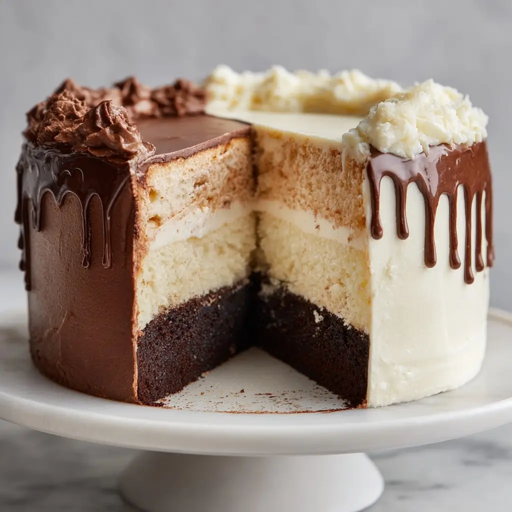 White Chocolate & Dark Chocolate Two-Tone Cake