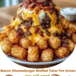 Bacon Cheeseburger Stuffed Tater Tot Cones
