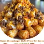 Bacon Cheeseburger Stuffed Tater Tot Cones