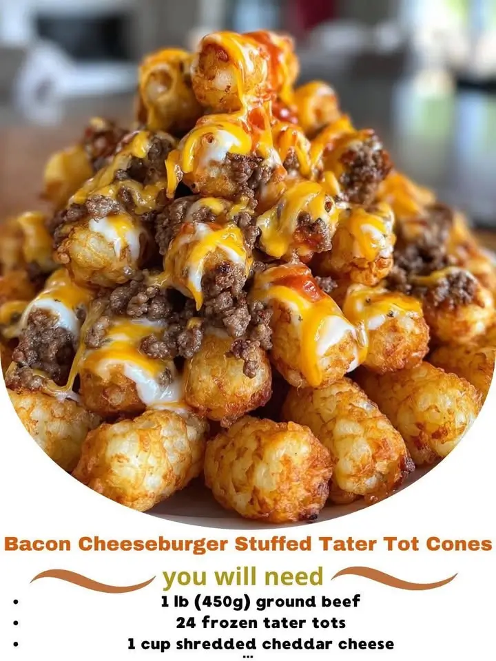 Bacon Cheeseburger Stuffed Tater Tot Cones
