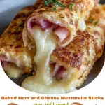 Baked Ham and Cheese Mozzarella Sticks