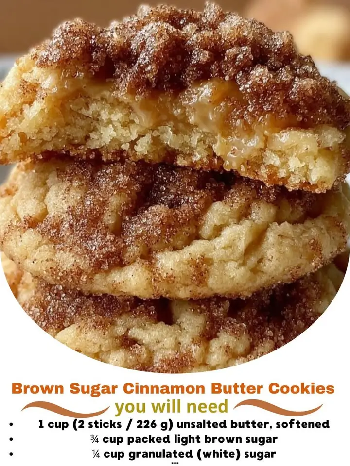 Brown Sugar Cinnamon Butter Cookies with Gooey Caramel Centers