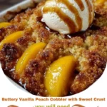 Buttery Vanilla Peach Cobbler with Sweet Crust