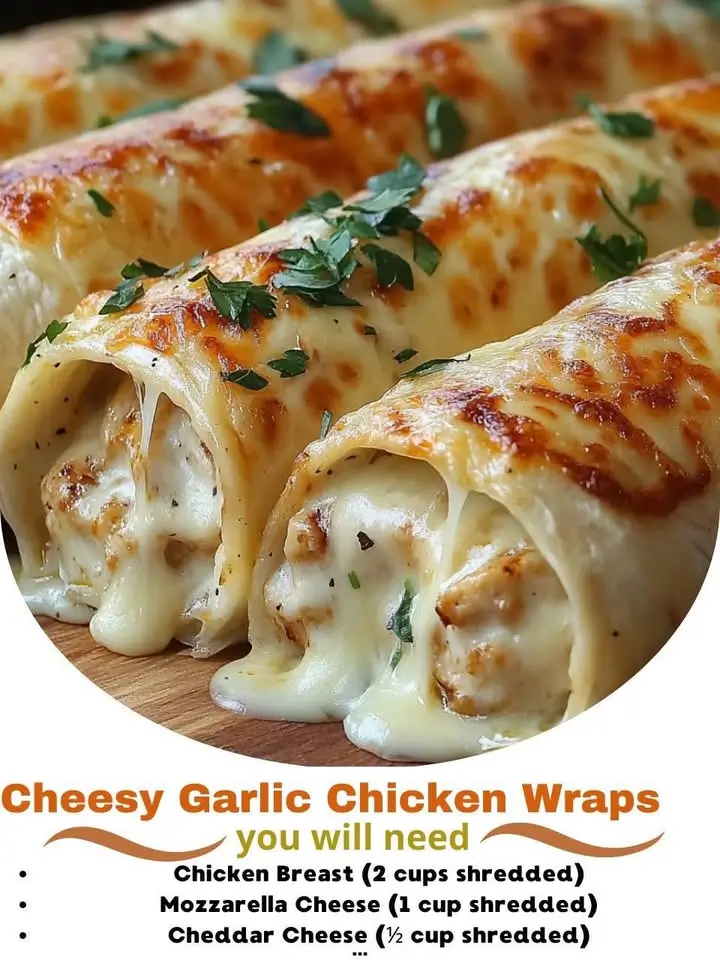 Cheesy Garlic Chicken Wraps: