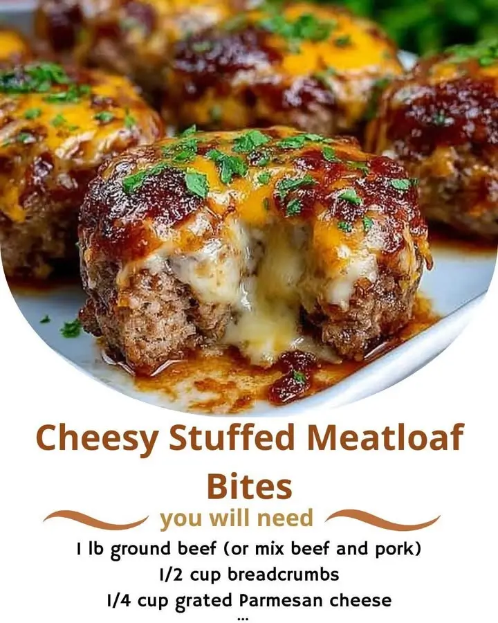 Cheesy Stuffed Meatloaf Bites
