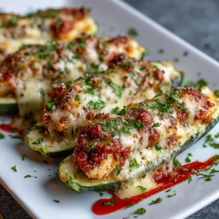 Chicken Parmesan Stuffed Zucchini Boats