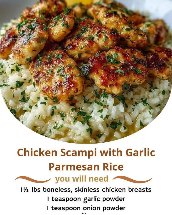 Chicken Scampi with Garlic Parmesan Rice