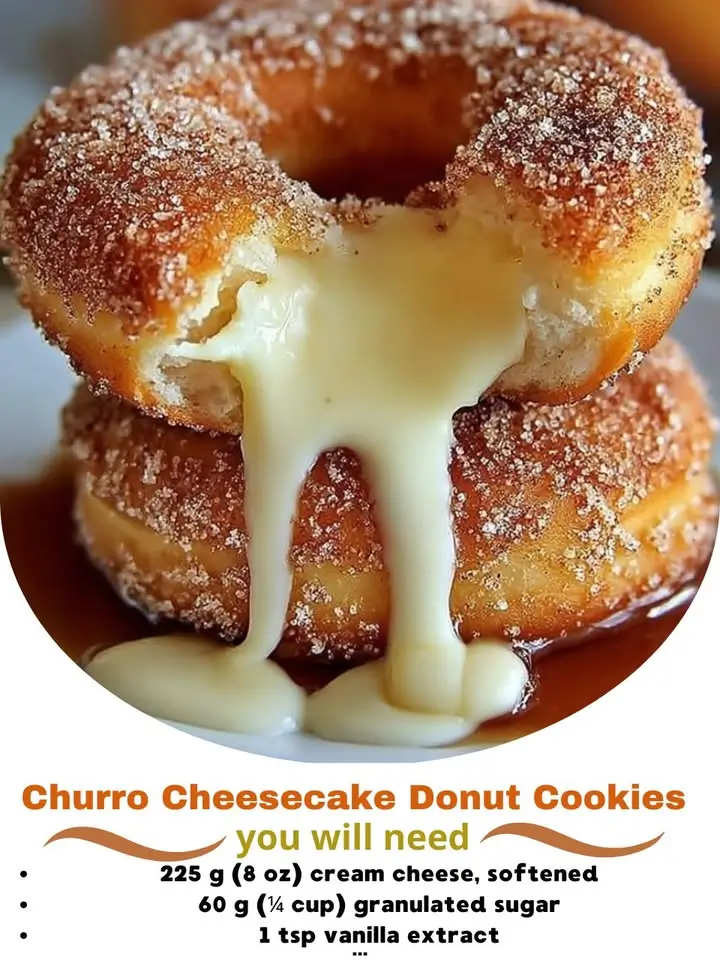 Churro Cheesecake Donut Cookies Recipe An Irresistible Fusion of Cinnamon Sugar Delight and Creamy Cheesecake Filling