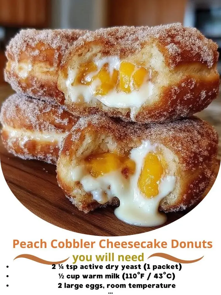 Classic Peach Cobbler Cheesecake Donuts