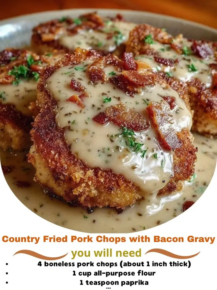 Country Fried Pork Chops with Bacon Gravy