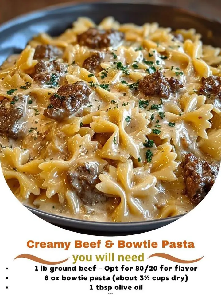 Creamy Beef & Bowtie Pasta